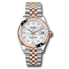 Đồng hồ Rolex Steel & Everose Gold Datejust 24 Diamond Bezel Silver Diamond Dial Jubilee Bracelet 278341RBR mdj 31mm