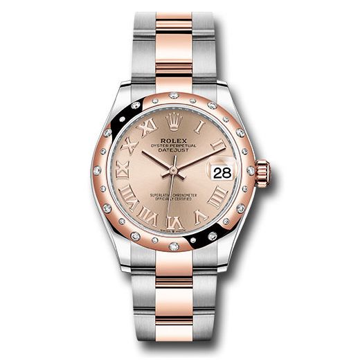 Đồng hồ Rolex Steel & Everose Gold Datejust 24 Diamond Bezel Dark Rhodium Index Dial Oyster Bracelet 278341RBR roro 31mm