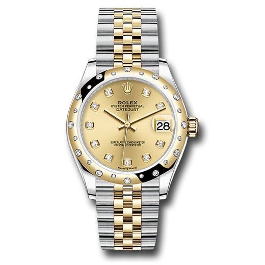 Đồng hồ Rolex Steel & Yellow Gold Datejust Domed Diamond Bezel Champagne Diamond Dial Jubilee Bracelet 278343 chdj 31mm