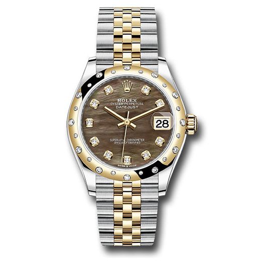 Đồng hồ Rolex Steel & Yellow Gold Datejust Domed Diamond Bezel Dark Mother-of-Pearl Diamond Dial Jubilee Bracelet 278343 dkmdj 31mm