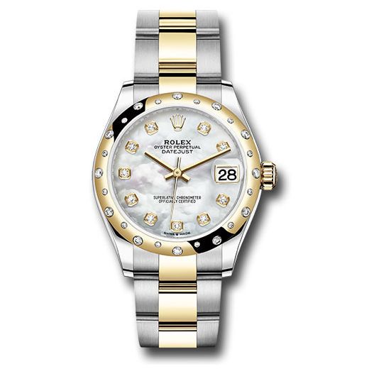Đồng hồ Rolex Steel & Yellow Gold Datejust Domed Diamond Bezel Mother-of-Pearl Diamond Dial Oyster Bracelet 278343 mdo 31mm