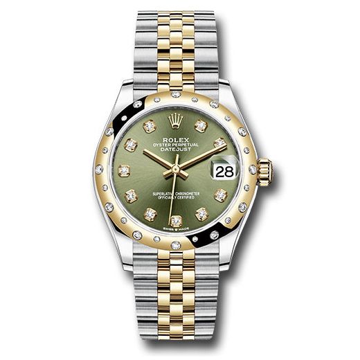 Đồng hồ Rolex Steel & Yellow Gold Datejust Domed Diamond Bezel Olive Green Diamond Dial Jubilee Bracelet 278343 ogdj 31mm