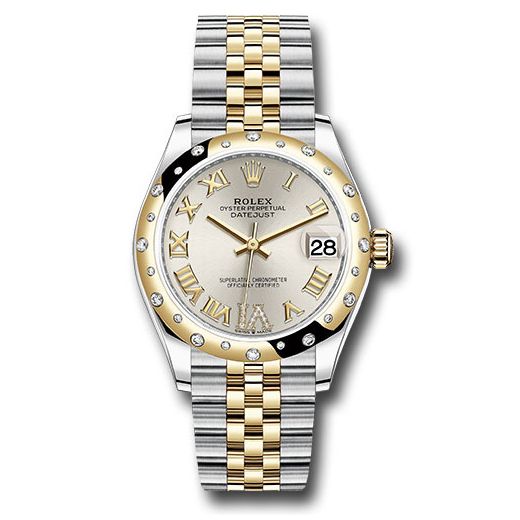 Đồng hồ Rolex Steel & Yellow Gold Datejust Domed Diamond Bezel Silver Diamond Roman Six Dial Jubilee Bracelet 278343 sdr6j 31mm