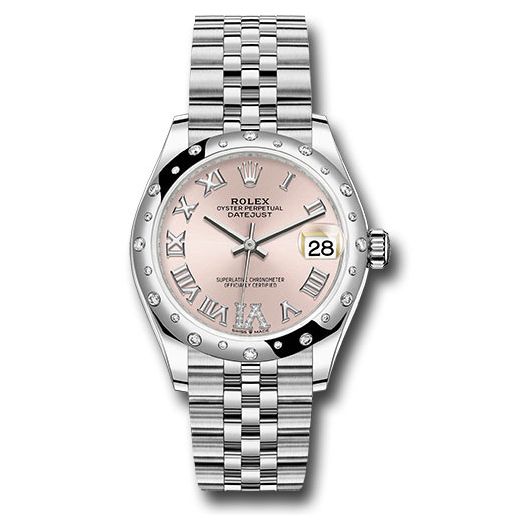 Đồng hồ Rolex Steel & White Gold Datejust Domed 24 Diamond Bezel Pink Roman Diamond 6 Dial Jubilee Bracelet 278344RBR pdr6j 31mm