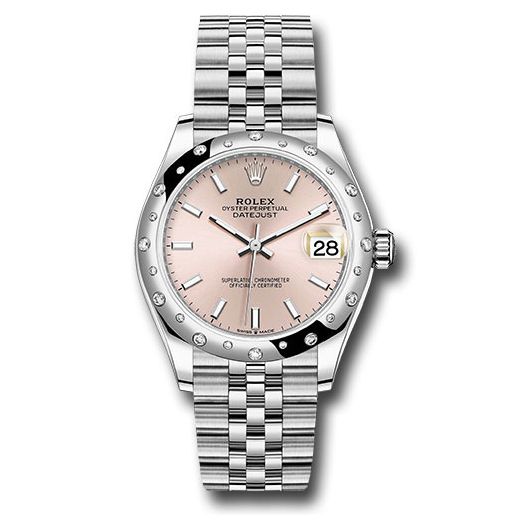 Đồng hồ Rolex Steel & White Gold Datejust Domed 24 Diamond Bezel Pink Index Dial Jubilee Bracelet 278344RBR pij 31mm