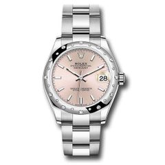 Đồng hồ Rolex Steel & White Gold Datejust Domed 24 Diamond Bezel Pink Index Dial Oyster Bracelet 278344RBR pio 31mm