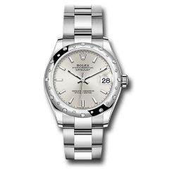 Đồng hồ Rolex Steel & White Gold Datejust Domed 24 Diamond Bezel Silver Index Dial Oyster Bracelet 278344RBR sio 31mm