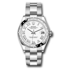 Đồng hồ Rolex Steel & White Gold Datejust Domed 24 Diamond Bezel White Roman Dial Oyster Bracelet 278344RBR wro 31mm