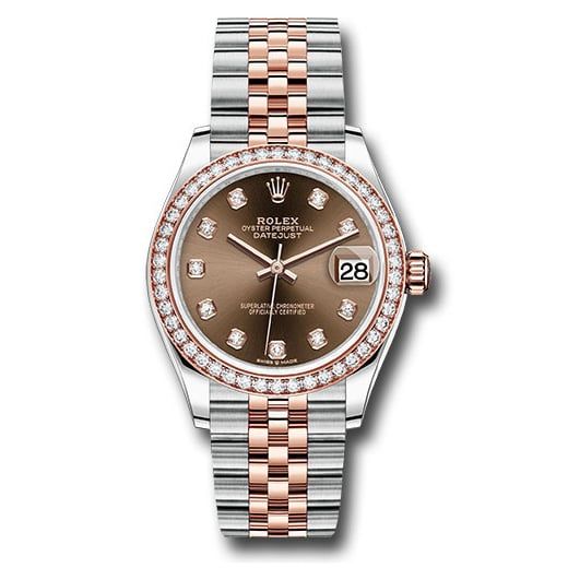 Đồng hồ Rolex Steel & Everose Gold Datejust 46 Diamond Bezel Chocolate Diamond Dial Jubilee Bracelet 278381RBR chodj 31mm