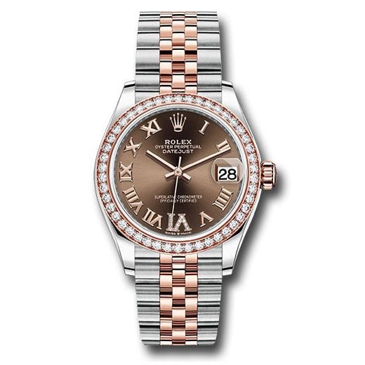 Đồng hồ Rolex Steel & Everose Gold Datejust 46 Diamond Bezel Chocolate Diamond Roman VI Dial Jubilee Bracelet 278381RBR chodr6j 31mm
