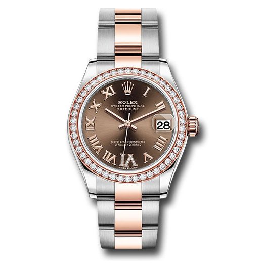 Đồng hồ Rolex Steel & Everose Gold Datejust 46 Diamond Bezel Chocolate Diamond Roman VI Dial Oyster Bracelet 278381RBR chodr6o 31mm