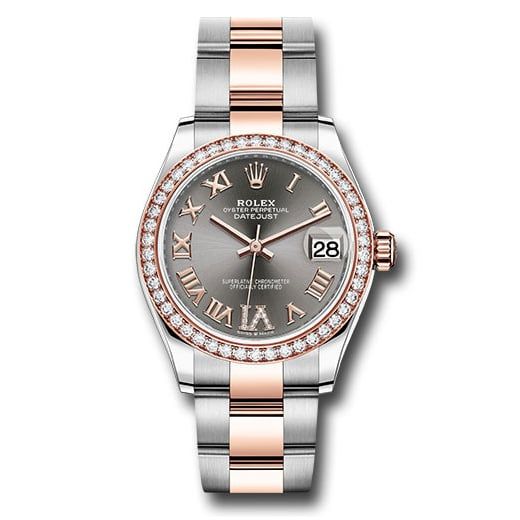 Đồng hồ Rolex Steel & Everose Gold Datejust 46 Diamond Bezel Dark Rhodium Diamond Roman VI Dial Oyster Bracelet 278381RBR dkrhdr6o 31mm