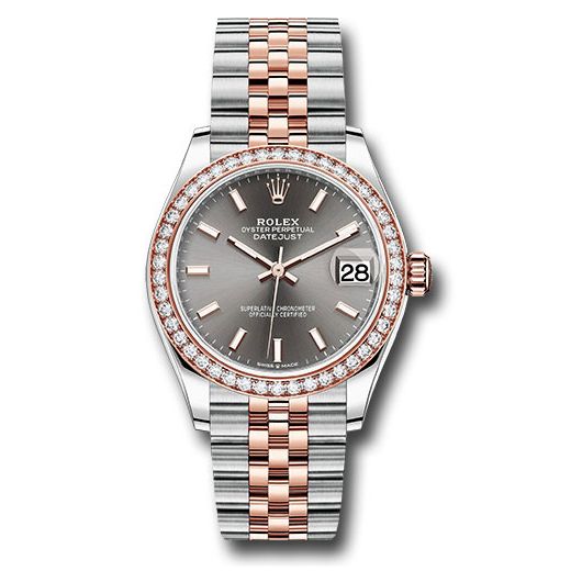 Đồng hồ Rolex Steel & Everose Gold Datejust 46 Diamond Bezel Dark Rhodium Index Dial Jubilee Bracelet 278381RBR dkrhij 31mm