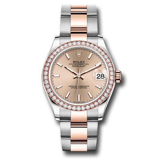 Đồng hồ Rolex Steel & Everose Gold Datejust 46 Diamond Bezel Rosé Index Dial Oyster Bracelet 278381RBR roio 31mm