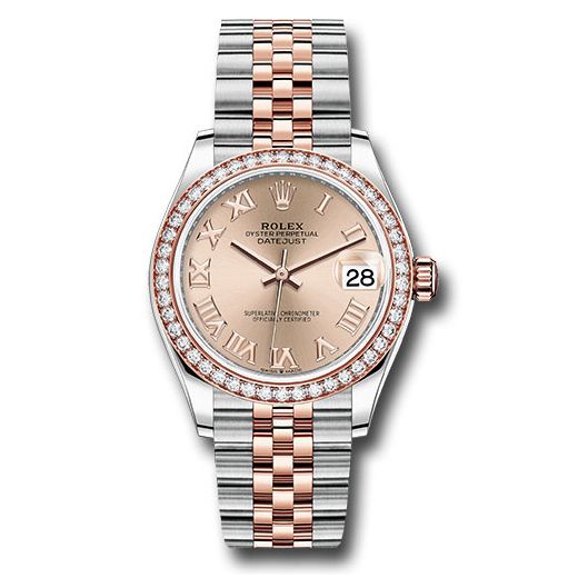 Đồng hồ Rolex Steel & Everose Gold Datejust 46 Diamond Bezel Rosé Roman Dial Jubilee Bracelet 278381RBR rorj 31mm