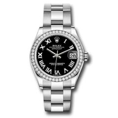 Đồng hồ Rolex Steel & White Gold Datejust Diamond Bezel Black Roman Dial Oyster Bracelet 278384RBR bkro 31mm