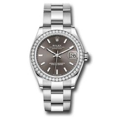 Đồng hồ Rolex Steel & White Gold Datejust Diamond Bezel Dark Grey Index Dial Oyster Bracelet 278384RBR dkgio 31mm