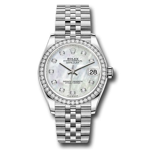 Đồng hồ Rolex Steel & White Gold Datejust Diamond Bezel White Mother-Of-Pearl Diamond Dial Jubilee Bracelet 278384RBR mdj 31mm