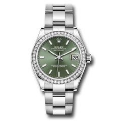 Đồng hồ Rolex Steel & White Gold Datejust Diamond Bezel Mint Green Index Dial Oyster Bracelet 278384RBR mgio 31mm