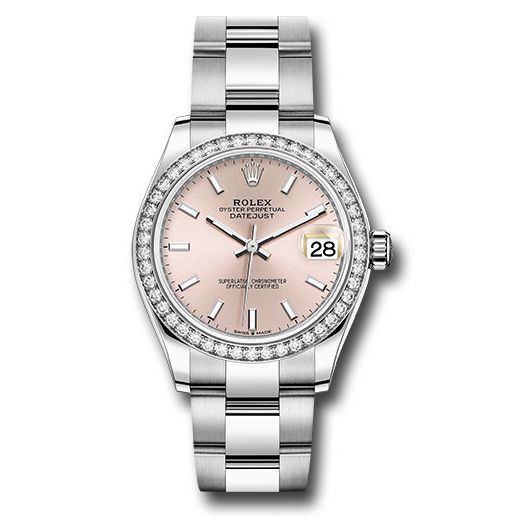Đồng hồ Rolex Steel & White Gold Datejust Diamond Bezel Pink Index Dial Oyster Bracelet 278384RBR pio 31mm