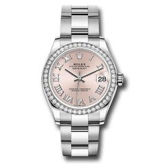 Đồng hồ Rolex Steel & White Gold Datejust Diamond Bezel Pink Roman Dial Oyster Bracelet 278384RBR pro 31mm