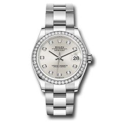 Đồng hồ Rolex Steel & White Gold Datejust Diamond Bezel Silver Diamond Dial Oyster Bracelet 278384RBR sdo 31mm