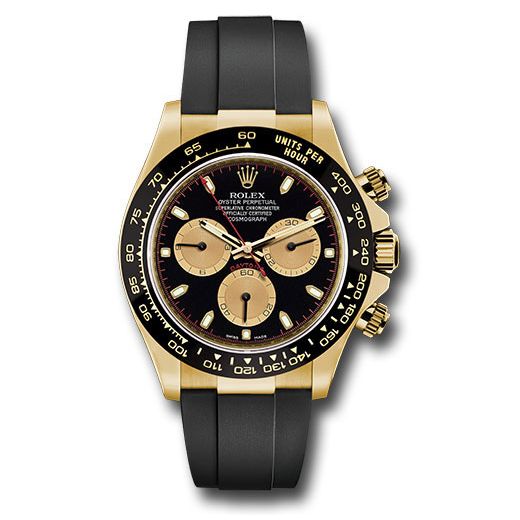 Đồng hồ Rolex Yellow Gold Cosmograph Daytona Black Paul Newman Index Dial Black Oysterflex Strap 116518LN bkchof 40mm