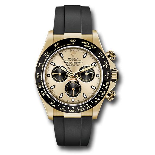 Đồng hồ Rolex Yellow Gold Cosmograph Daytona Champagne Index Dial Black Oysterflex Strap 116518LN chbkof 40mm