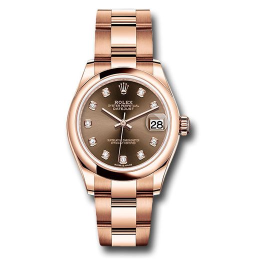Đồng hồ Rolex Everose Gold Datejust Domed Bezel Chocolate Diamond Dial Oyster Bracelet 278245 chodo 31mm