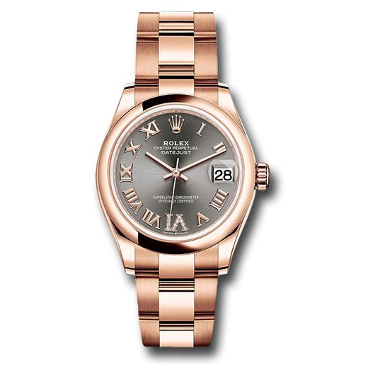 Đồng hồ Rolex Everose Gold Datejust Domed Bezel Rhodium Diamond Six Dial Oyster Bracelet 278245 dkrhdr6o 31mm