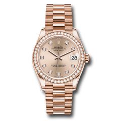 Đồng hồ Rolex Everose Gold Datejust Diamond Bezel Rosé Diamond Dial President Bracelet 278285RBR rsdp 31mm