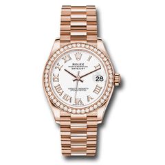 Đồng hồ Rolex Everose Gold Datejust Diamond Bezel White Roman Dial President Bracelet 278285RBR wrp 31mm