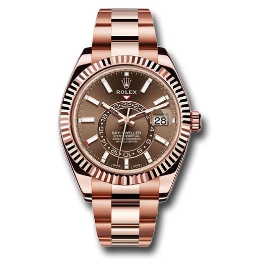 Đồng hồ Rolex Everose Gold Sky-Dweller Chocolate Sunray Index Dial Oyster Bracelet 326935 choi 42mm