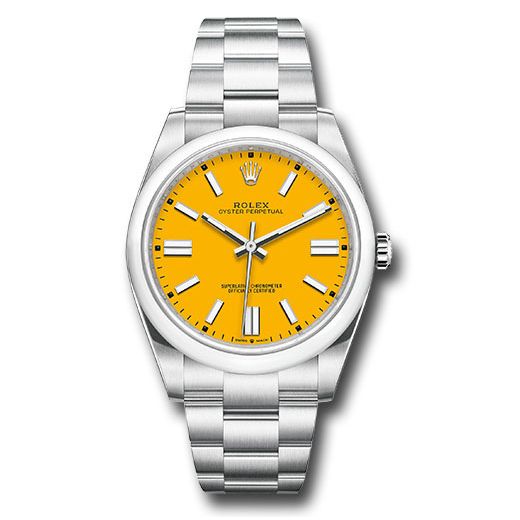 Đồng hồ Rolex Oyster Perpetual Domed Bezel Yellow Index Dial Oyster Bracelet 124300 yio 41mm