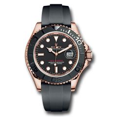 Đồng hồ Rolex Everose Gold Yacht-Master Black Dial Oysterflex Strap 126655 bk 40mm