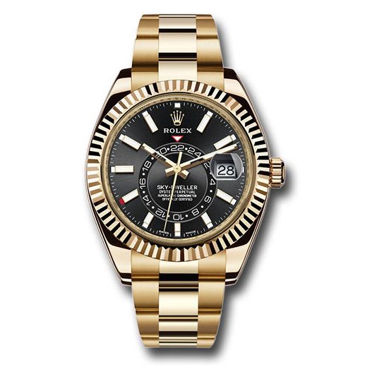 Đồng hồ Rolex Yellow Gold Sky-Dweller Black Index Dial Oyster Bracelet 326938 bk 42mm