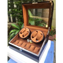 Hộp đựng đồng hồ cơ 4 xoay 6 tĩnh trưng bày có đèn Led