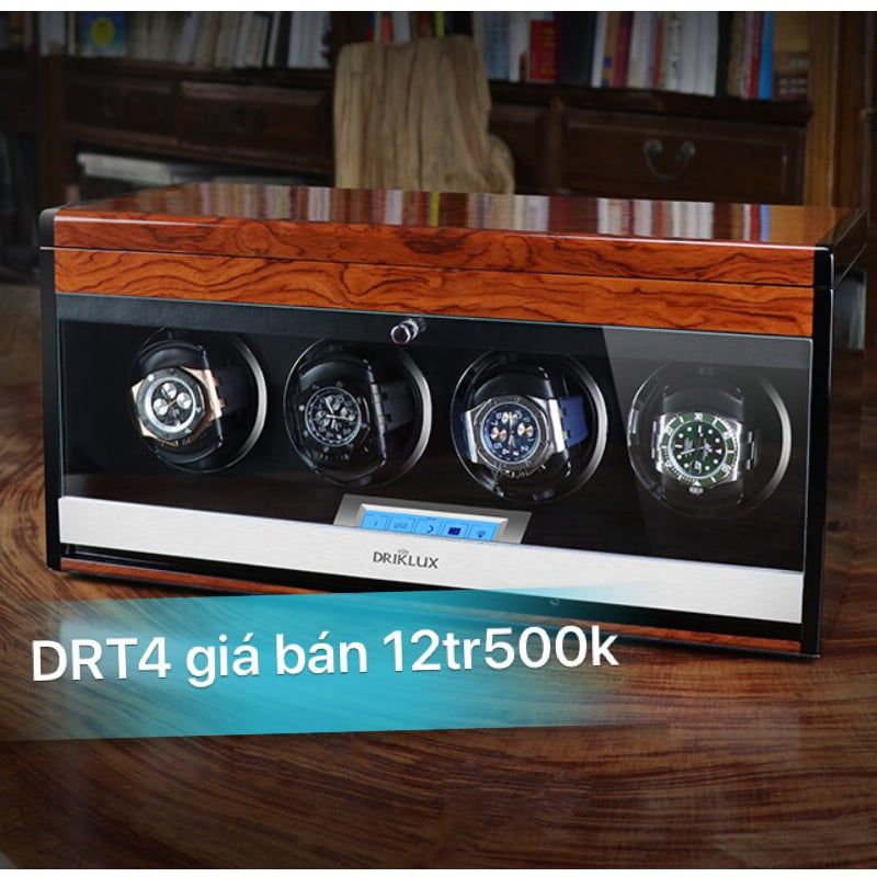 Hộp Xoay Đồng Hồ Cơ Driklux Chính Hãng T4 - DRT4 Xoay vân gỗ đỏ