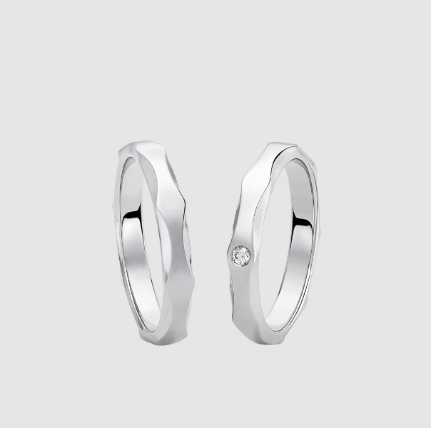 Nhẫn cưới cặp bạch kim Infinito đính 1 viên kim cương