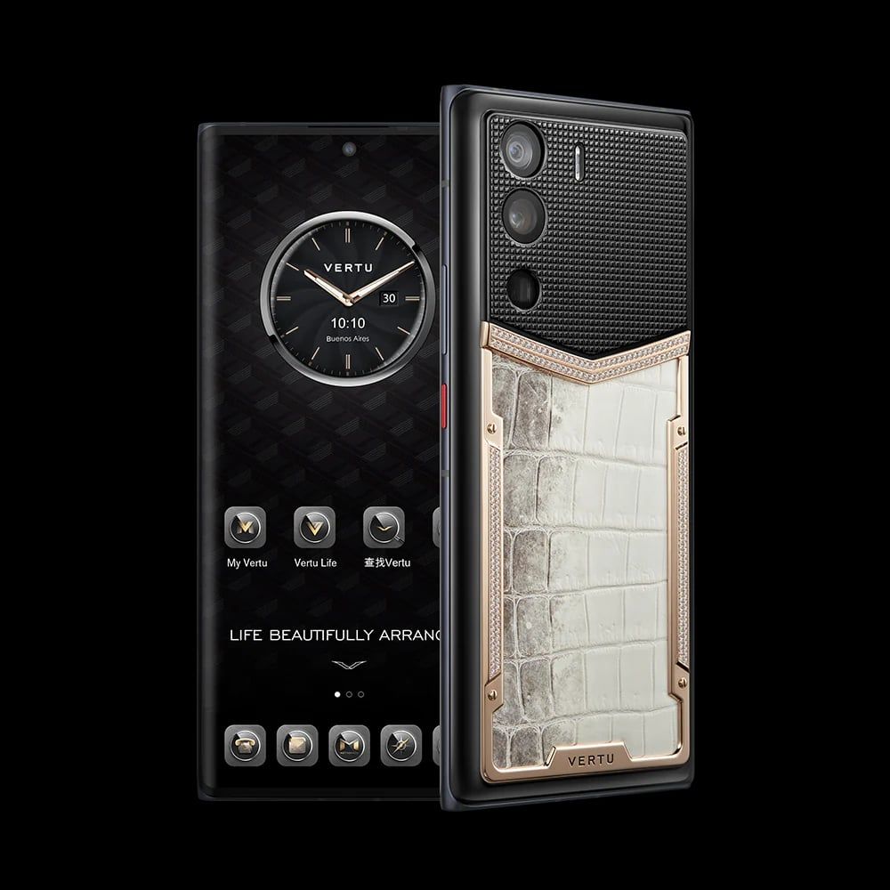 METAVERTU HIMALAYA ALLIGATOR SKIN 18K GOLD & DIAMONDS Phone BLACK