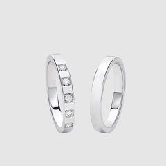 Nhẫn cưới cặp đôi Marryme bạch kim 18 kt đính 5 viên kim cương