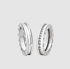 Nhẫn cưới cặp B.zero1 vàng trắng 18k nạm kim cương