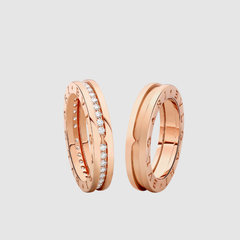 Nhẫn cưới cặp B.zero1 vàng hồng 18 kt đính viên kim cương