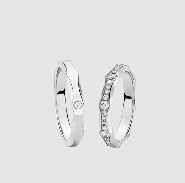 Nhẫn cưới cặp đôi bạch kim Infinito đính viên kim cương