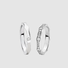 Nhẫn cưới cặp đôi bạch kim Infinito đính viên kim cương