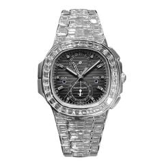 Đồng hồ Patek Philippe Nautilus Chronograph 40mm 5990/1400G-001 - Full vàng trắng với kim cương