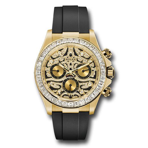 Đồng hồ Rolex Yellow Gold Cosmograph Daytona Diamond Bezel Eye of the Tiger Dial Black Oysterflex Strap 116588 TBR-003 40mm