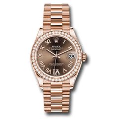 Đồng hồ Rolex Everose Gold Datejust Diamond Bezel Chocolate Diamond Six Dial President Bracelet 278285RBR chodr6p 31mm