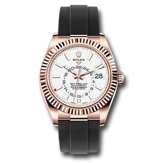 Đồng hồ Rolex Everose Gold Sky-Dweller White Index Dial Oysterflex Bracelet 326235 wi 42mm