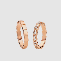 Nhẫn cưới cặp đôi Serpenti Viper vàng hồng 18kt đính viên kim cương